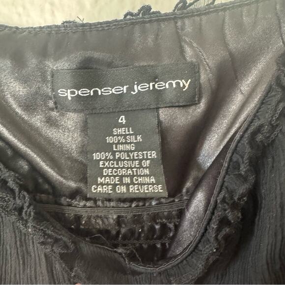 Vintage Y2K Spenser Jeremy Black Silk Beaded Midi Dress Size 4 Small - Picture 4 of 8